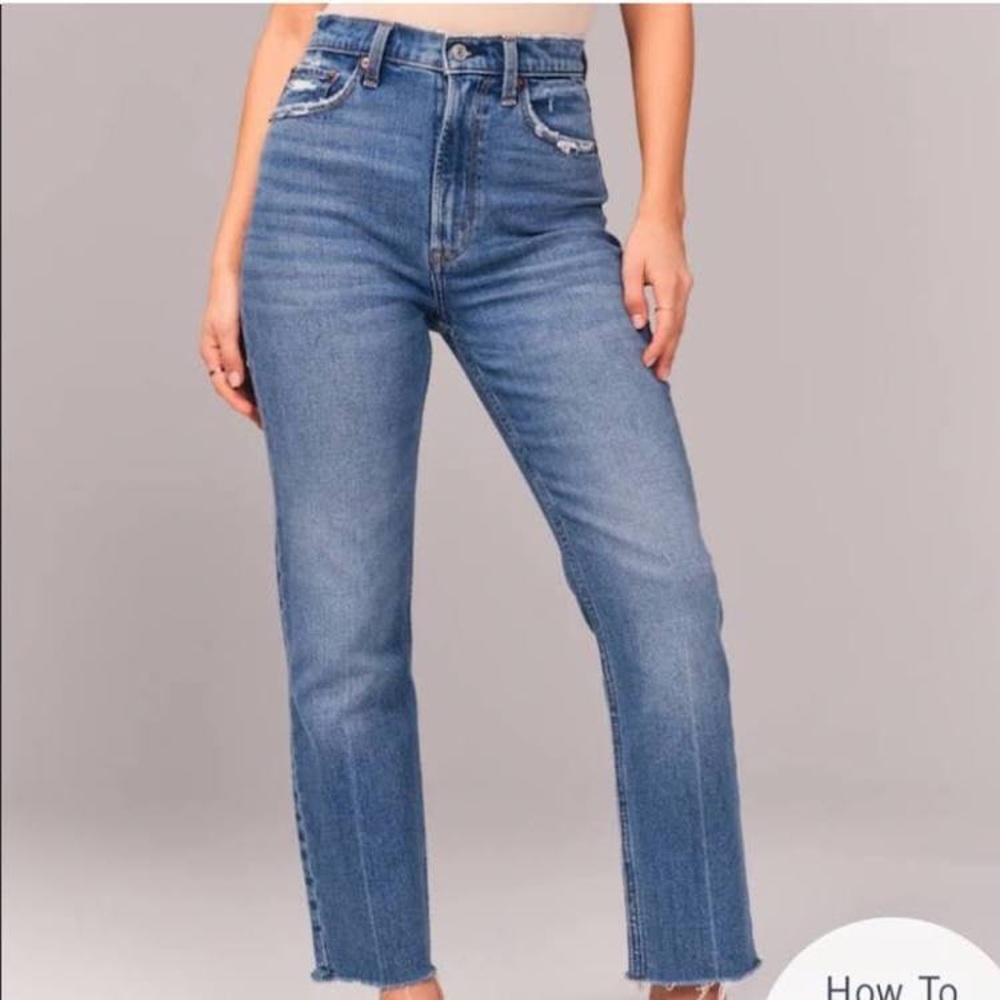 Abercrombie & Fitch Curve Love Ultra High Rise Ankle Straight Jeans